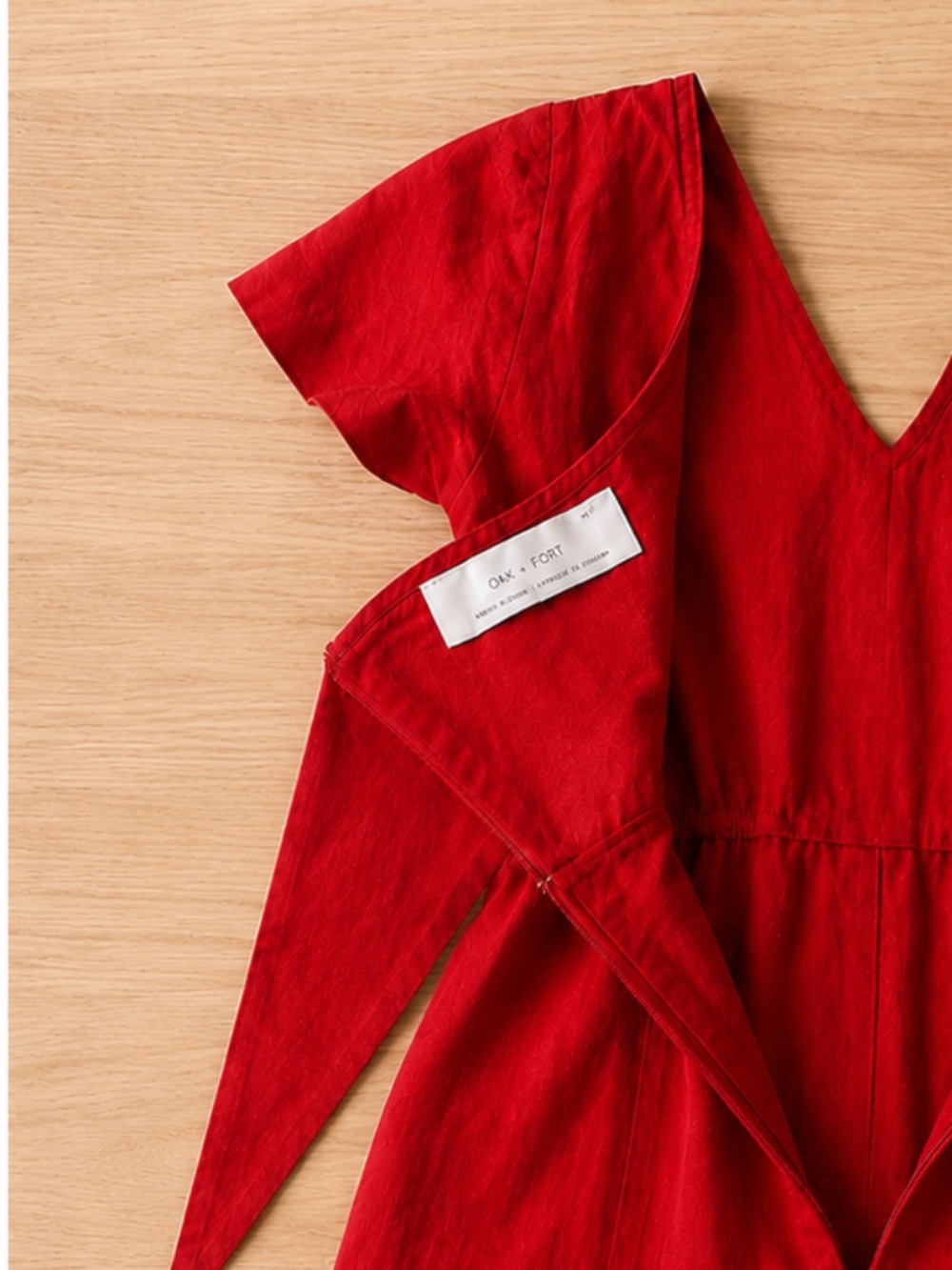 OAK + FORT Poppy Red Linen Blend Jumpsuit • Wide Leg • Size Small - Picture 8 of 9